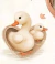 Fernando Maluhy Tecido Tricoline Digital Coleção Cute Ducks Patos Dentro do Coração, 100% Algodão, Lilás Verde e Branco, 50 x 150 cm - comprar online
