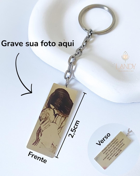Chaveiro em aço inoxidável Personalizado com Foto.