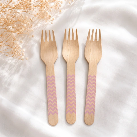 Tenedor Bambu Rosa x10