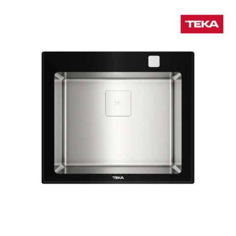 Bacha Teka Diamond Rs15 1c Marco De Cristal Templado Negro Acero - Negro