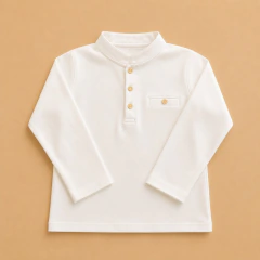 Camiseta Polo Giuseppe Manga Longa Branco