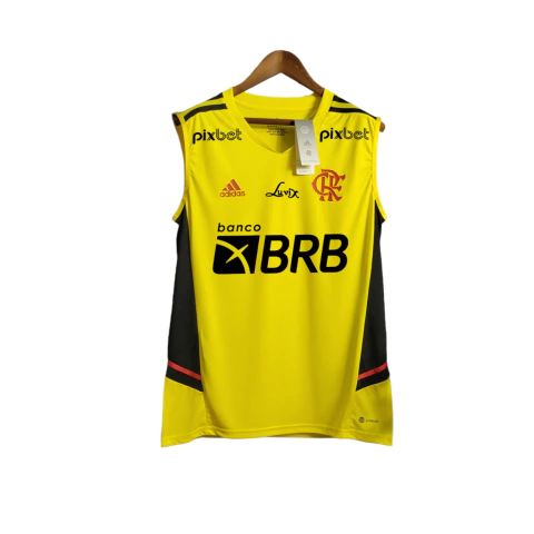 Camisa Regata Flamengo 23/24 Torcedor Masculino - Amarela com detalhe em preto