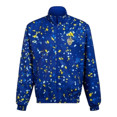 Jaqueta Corta-Vento Boca Juniors 24/25 - Masculina Adidas - Azul com detalhes em amarelo e branco