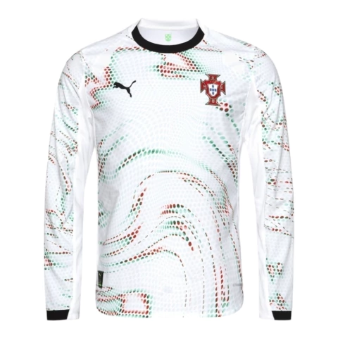 Camisa Seleção Portugal II 25/26 manga longa - Torcedor Puma Masculina - Branca com detalhes em verde e vermelho