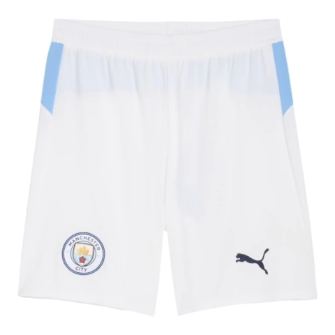 Short Manchester City I 25/26 - Masculino Puma - Branco com detalhes em azul