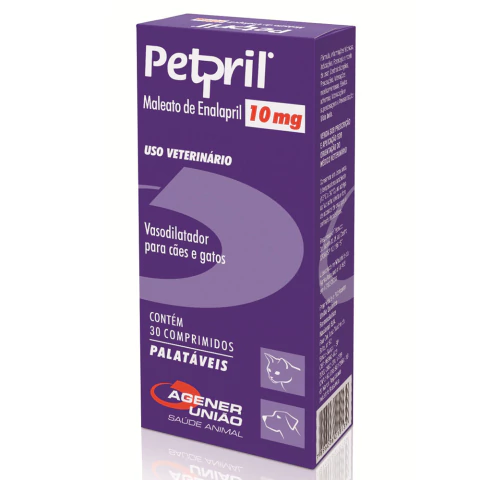 PETPRIL MOLEATO DE ENALAPRIL VASODILATADOR PARA CAES E GATOS 10MG 30 COMPRIMIDOS