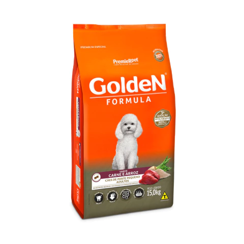 15KG RAÇÃO GOLDEN FORMULA CAES ADULTOS MINI BITS SABOR CARNE E ARROZ
