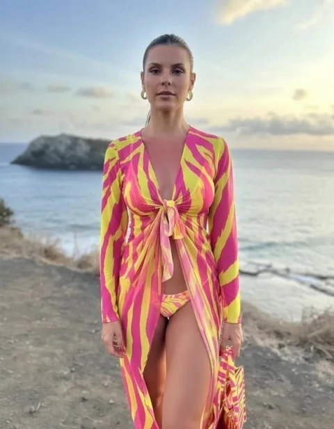 Saída De Praia Longa - Zebra Pink Com Neon - comprar online