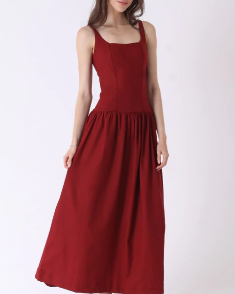 Vestido Corset Linho Marsala - comprar online