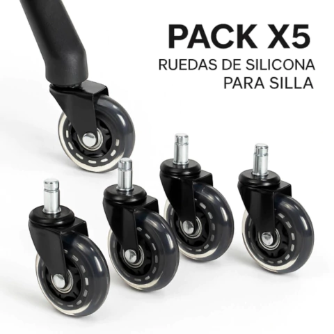 Ruedas De Silicona Pack x5 Sin Freno - comprar online
