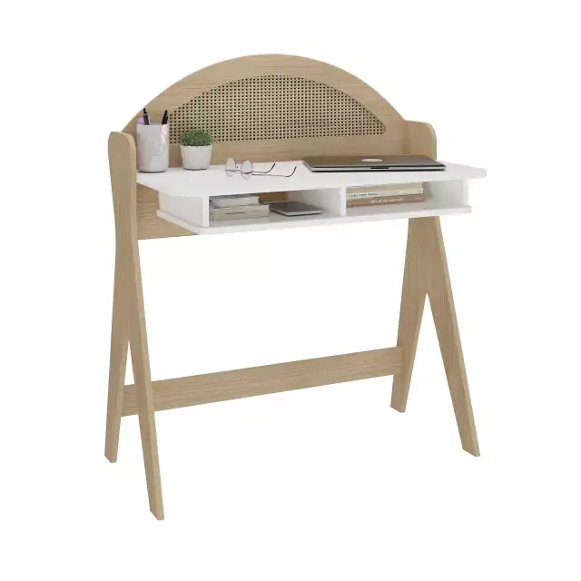 Escritorio ceci compacto con estantes y arco