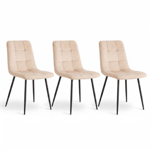 Silla Brooklyn x3 con Tapizado Velvet Beige