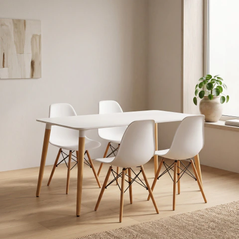 Juego Comedor Mesa Eames 120x80 y 4 Sillas Eames