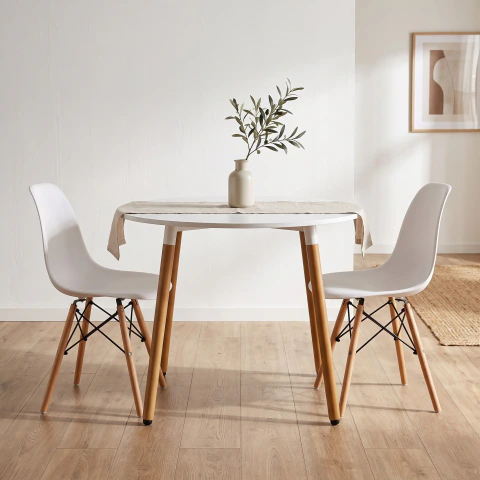 Juego Comedor Mesa MDF 90 y 2 Sillas Eames
