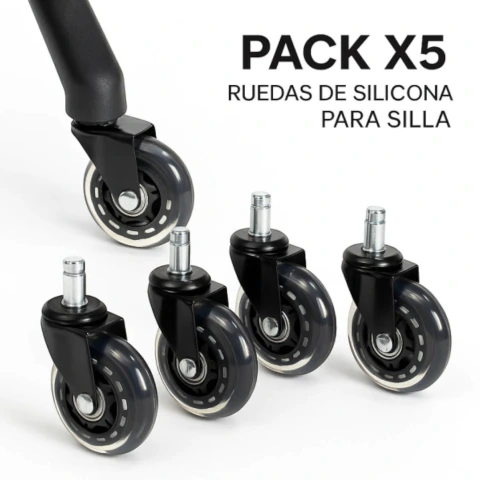 Ruedas de Silicona Pack x5 sin Freno Universal