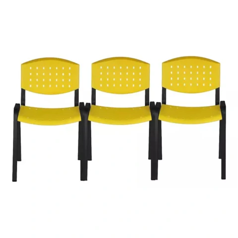 Silla Fija PVC x3 Apilable Plástica Reforzada