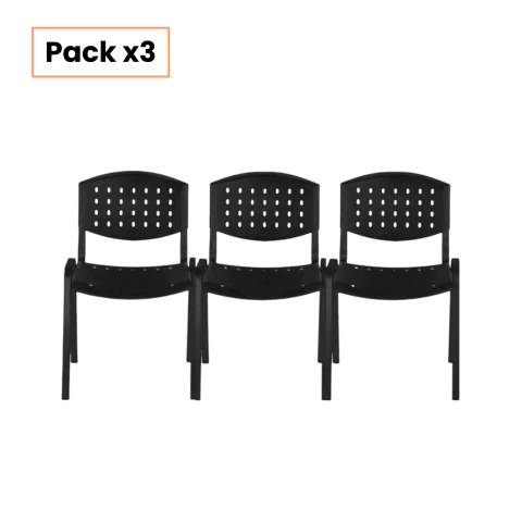 Silla Fija Pvc X3 Apilable Plástica Reforzada