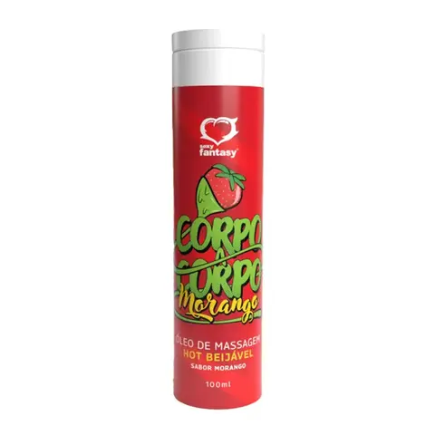 Frasco do óleo de massagem erótico Hot Beijável sabor morango de 100ml