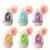 Seis masturbadores masculinos Funny Egg em formato de ovo com textura cyberskin simulando diferentes formatos de vagina, embalagens coloridas em cinza, azul, roxo, amarelo, verde e rosa
