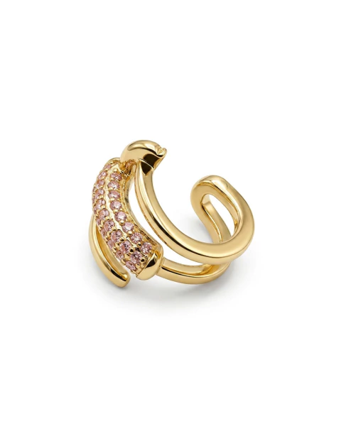 Ear cuff doble con strass rosa