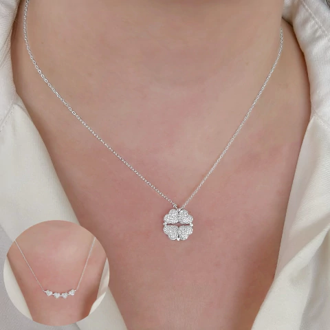 COLAR - GARGANTILHA TREVO QUE ABRE CRAVEJADO - comprar online