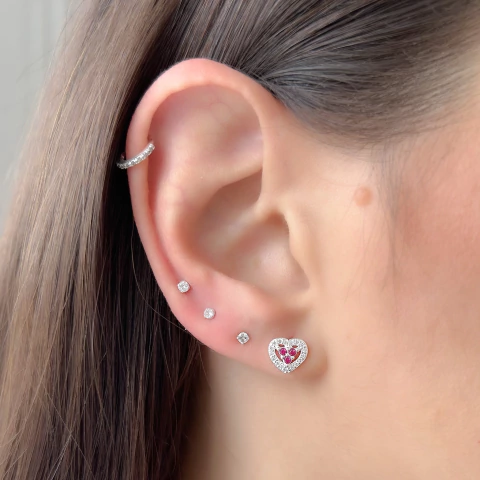 BRINCO - CORAÇÃO VAZADO CRAVEJADO ROSA - comprar online