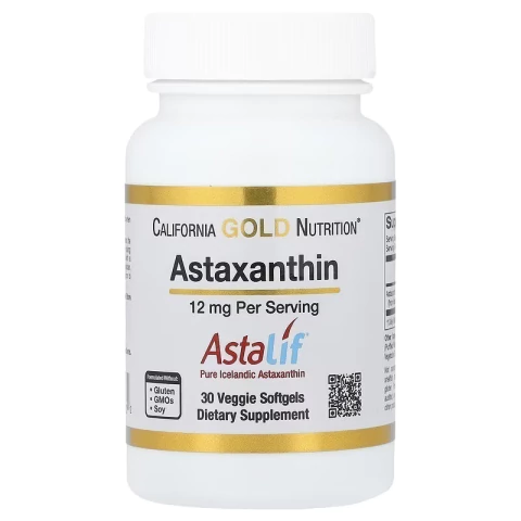 Astaxantina 12 mg, Astalif puro de Islandia, 30 cápsulas blandas vegetales