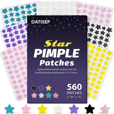 Megapack Parches Hidrocoloides para Acné Estrella (7 Colores) - 560 Unidades con Ácido Salicílico y Caléndula