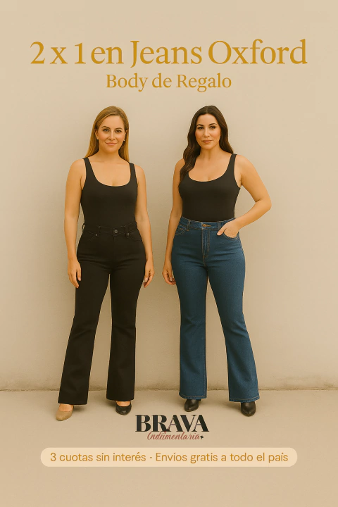 2x1 en Jeans Oxford + Body de regalo | SOLO POR HOY 50% OFF