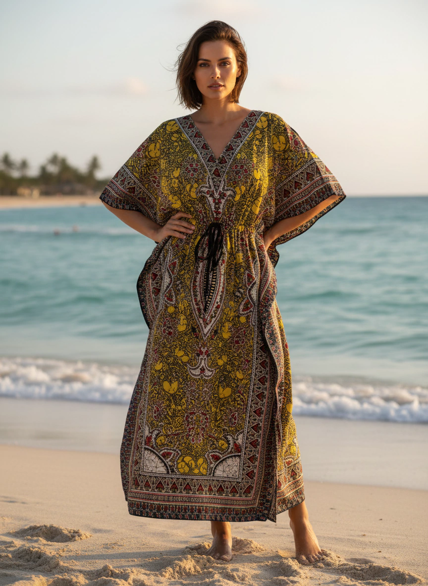 Vestido kaftan indiano longo elegante