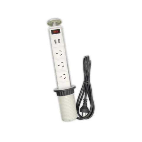 Estación de carga telescopica 3 tomas + 2 puertos USB - comprar online