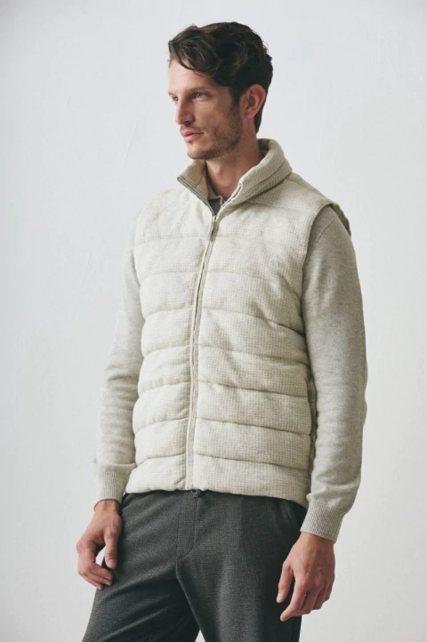 Chaleco Air Knit Pully (Gris Perla-Crudo) - comprar online