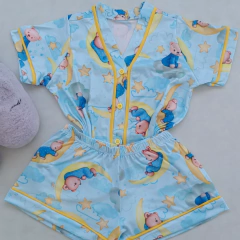 Pijama Americano Infantil UrsInho Azul Lua na internet