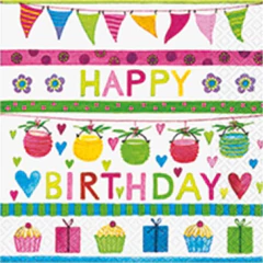 Guardanapo Decoupage Festa de Aniversário 33x33cm com 20 unidades