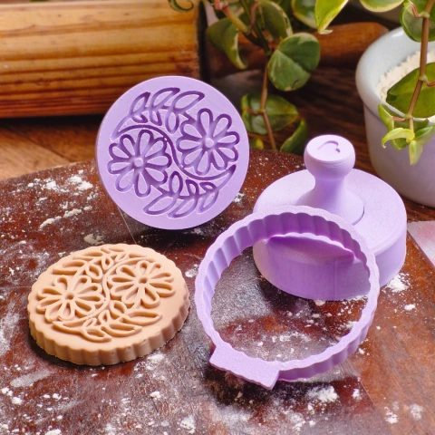 Carimbo de Biscoito em Relevo - Floral 07