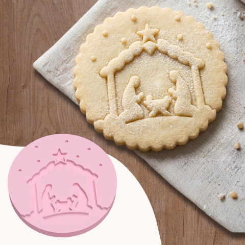Carimbo De Biscoito Natal Em Relevo Carimbo Natalino Presépio Biscuit Pasta Americana Embossed
