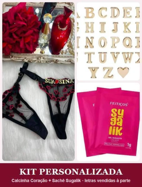 Kit Personalizada (Calcinha Coraçãozinho + Sachê Sugalik)