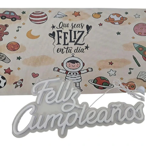 Feliz Cumpleaños Cartel Luminoso Luz Led