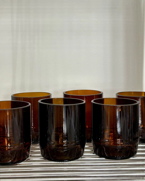 D2HERMANAS Set 6 vasos vidrio reciclado bajos - tienda online