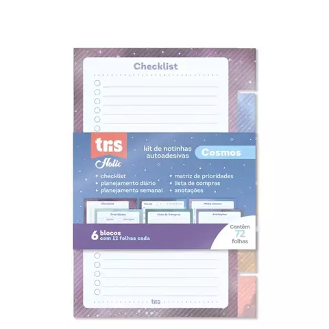 Kit Bloco Notas Autoadesivas Holic Cosmos - To Do List - 125mm X 100mm -Pasta C/72 Folhas - Tris - comprar online