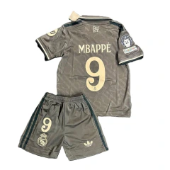 Kit Niño 24/25 Real Madrid suplente gris Mbappe