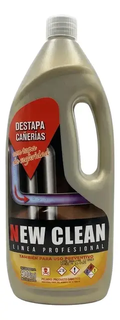Destapa Cañerias New Clean Plomero Liquido Linea Profesional