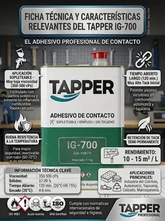Adhesivo Contacto Sopleteable Ignifugo Tapper Ig-700 X 17 Kg - comprar online