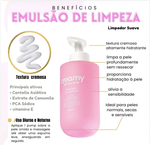 CREAMY Emulsão de Limpeza Limpeza calmante e hidratante 200ML