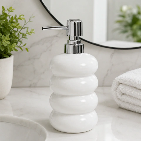 Dispenser jabon vidrio blanco