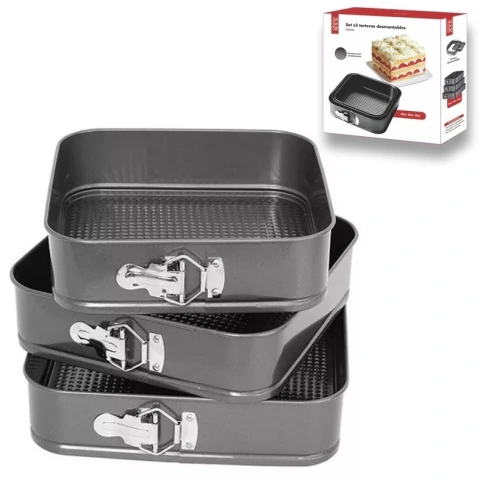 Set x3 Torteras cuadradas desmontables