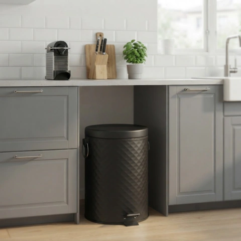 Tacho basura 8 L blanco/negro