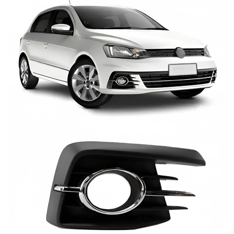 Grade Farol Milha GOL 16 a 18 Com Preto Aro Cromado Direito