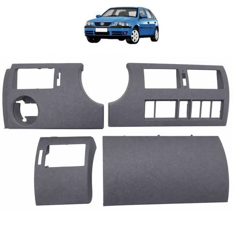 Kit Moldura Painel GOL G3 2000 a 2005 Cinza Flanel 4 Peças