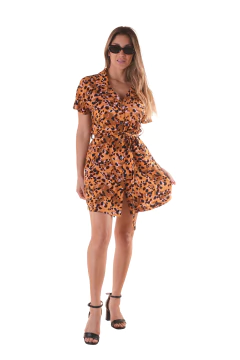 VESTIDO PRINT ANIMAL BISCUIT CON LAZO - comprar online